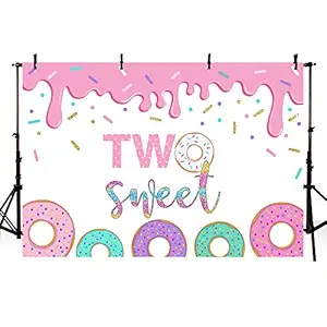 MEHOFOND Donut Two Sweet Girl Second Birthday Party Decorations Photo Studio Background Pink Girl Princess Happy 2nd Birthday Donut Grow Up Decorations Banner Photography Backdrops for Picture 7x5ft