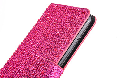 iPhone 6S Plus Glitzer Hülle,iPhone 6 Plus Leder Hülle,Hülle Flipcase für iPhone 6S Plus/ 6 Plus with 5,5 Zoll,Vintage Elegant Edel Einfarbig Matt Luxus Mode Raindrop Muster Glitter Glitzer Bling Diamond Ultra Weich Schlanke Ledertasche Brieftasche mit Magnetverschluss Flip Frau Mädchen Komplett Schutz Schutzhülle Handyhülle Etui Case Cover für Apple iPhone 6/6S Plus - 2