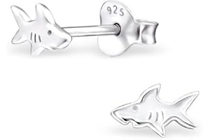 Laimons Kids Orecchini a pressione per bambini gioielli per bambini Pesce squalo finitura lucida Argento Sterling 925