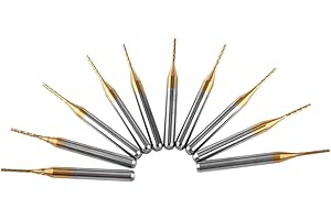 Uadme Frese CNC 1mm, 10 pezzi Punte per Incisione in Carburo di Tungsteno, Fresa a Candela con Gambo da 1/8", per Circuiti Stampati, Plastica, Acciaio Inossidabile e Rame