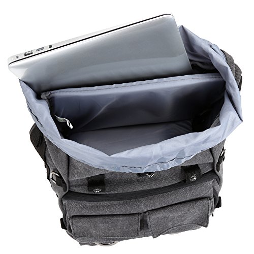 Evecase Grand Sac    Dos avec Housse de la Pluie pour Appareil Photo Cam  ra DSLR  Canon  Nikon etc  et Odinateur Portable Tablette jusqu      14 Pouces  Cloisons Amovibles  Pratique    Photographe-Gris