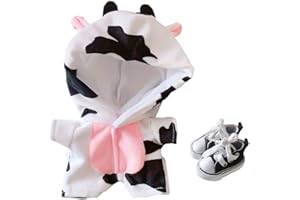 niannyyhouse Combinaison de vache 20 cm en peluche avec grenouillères et chaussures - Pyjama vert (noir + blanc)