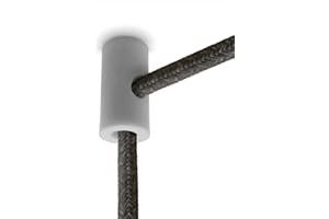 Amarcords - 5 décentreurs de plafond pour lampes et suspensions. Crochet de plafond à descente verticale avec réglage par câble visible - Décentralisateur de câble électrique couleur BLANC