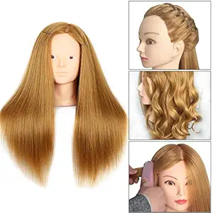 Leeven Wz-27# : 20 Inch Mannequin Head Human Hair Styling Training Head Manikin Cosmetology Head Hair Hairdressing Training Face Makeup Practice Head 27