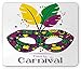 Produktbild WYICPLO Mardi Gras Mouse Pad, Time to Carnival Themed Design Mask with Carnival Icons and Feathers, Standard Size Rectangle Non-Slip Rubber Mousepad, Magenta Green Yellow