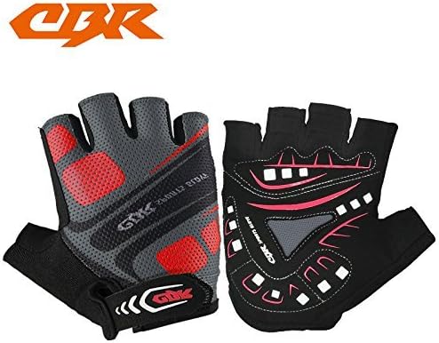 Cycling Gloves, CBR Fingerless Bicycle Gloves - Adjustable [Breathable] Microfiber Short Finger Gel Gloves For Cycling - Easy Access Finger-Pulls (Medium)