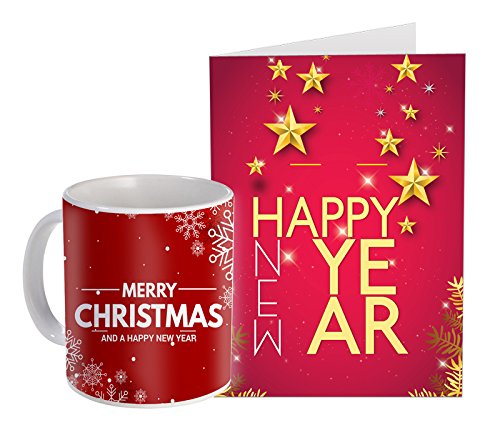 Sky Trends New Year Gifts and Merry Christmas Gifts 2018 Gifts Printed Coffee Mug with Printed Greeting Card for New Year Gifts for Friend Girlfriend Boy Friend 010