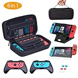 【Großer Aufbewahrungskoffer】- Hülle aus hartem EVA-Tragekoffer schützt Ihr Gerät, während das weiche Innenmaterial Ihr Gerät vor Kratzern schützt. Features mit 20 Spielkarten und einer Reißverschlusskomponente, die für den Switch Joy-Con Komfortgriff, Netzteil, Kabel und anderes kleineres Zubehör geeignet ist.