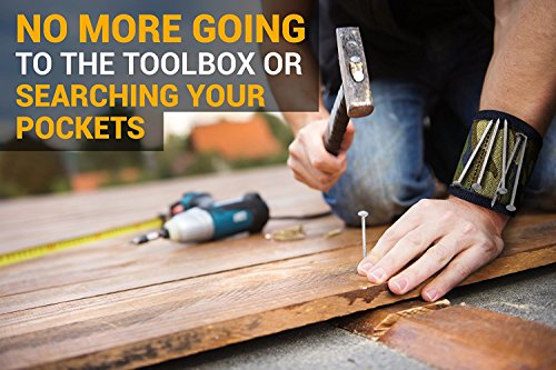 Grsta Beste Magnetische Armbänder, mit 5 leistungsstarken Magneten Magnet Armbänder für Holding Werkzeuge, Schrauben, Nägel, Schrauben, Dübel, Bohrungen und kleine Werkzeuge, Nägel und Schrauben Tasche -Best Werkzeug Geschenk für DIY Handwerker, Vater, Ehemann, Freund, Männer, Frauen (Camo) - 4