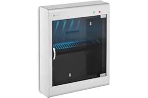 Royal Catering Stérilisateur UV Pour Couteaux Armoire De stérilisation Ultraviolet Lumière Ultraviolette RC-KSSS501 (Pour 20 Couteaux, 8 W, Boitier en Inox, Porte en Verre Acrylique, Minuterie 60 min)