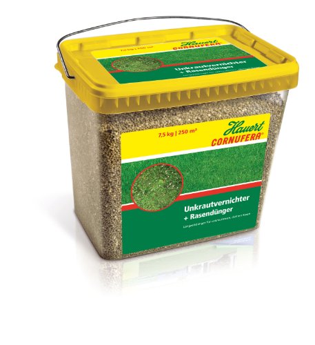 Hauert HBG Dünger 800576 Cornufera Unkrautvernichter Plus Rasendünger 7,5 kg für 250 m²