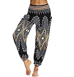 Elastisch im Knöchelbereich Haremshose Damen Pumphose Aladinhose Leichte Sommerhosen Bunte Frauen Weite Hosen Pluderhose Yoga Hose Baggy Aladin Pants Ballonhose Bundfaltenhose Strandhose Freizeithose Hippie Hose Lockere