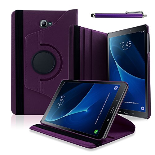 SAVFY Samsung Galaxy Tab A 10.1 Hülle (2016) T580N/ T585N 360 Grad Drehung Case Schutzhülle Tasche mit Ständerfunktion inkl. Eingabestift und Schutzfolie, lila - 3