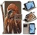 Produktbild CLM-Tech Hülle für Samsung Galaxy J3 (2017) DUOS Wallet Case Tasche Kunstleder - Handy Schutzhülle mit Standfunktion Kartenfach und Handschlaufe Flip Cover -Bookstyle Flipcase Eule mehrfarbig braun grau