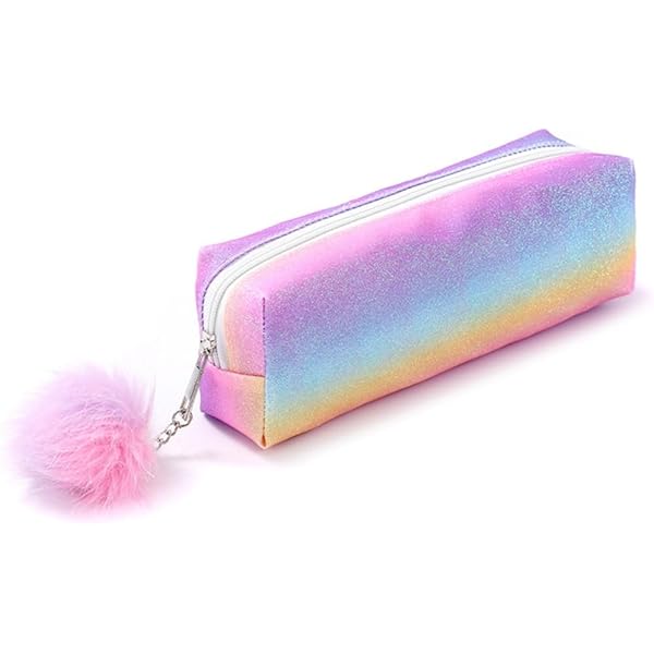 TIANNAIT 2 Pluche Potlood Hoesjes, Leuke Regenboog Potlood Case, Zachte Potlood Tas? Grote Capaciteit Briefpapier Opbergtas, Girly Briefpapier Pen Case, Kinderen Pluche Pen Case (Roze, Paars