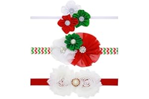 Txian Baby Girls Headband Cute Diamante Satin Flowers Hair Accessories Christmas Hairband Pack Of 3