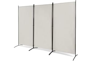Multigot 3-Panel Room Divider, Folding Wall Privacy Screen Protector, Movable Partition Privacy Separator for Living Room, Bedroom, Office, Garden and Balcony (Beige)