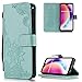 Produktbild Handyhülle für Huawei P20 Lite Leder Brieftasche,FNBK Blumen Flip Wallet Stand Case Card Slot Leder Tasche Karteneinschub Magnetverschluß Kratzfestes Grün Schutzhülle für Huawei P20 Lite