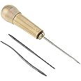 HASTHIP® Copper Handle Stitcher with 3 Needles Sewing Awl Hand Stitcher Shoe Repair Tool for Canvas Leather