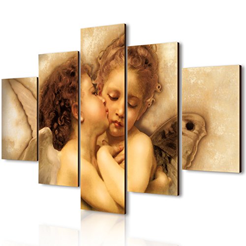 Lupia Quadro Moderno 5 Pezzi in Legno Vogue 66X115 cm Il Primo Bacio