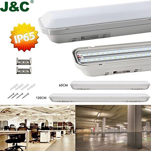 DM 6 Pack 120CM(4ft) 24W(120W equivalent) Light Tube Tri-Proof LED Fluorescent Natural White Waterproof IP65 2000LMs Beam Angle 110 ° Tube Neon Indoor Lighting Energy Saving for Office&Garage Certification CE&ROHS 2 Years Warranty