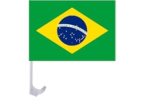 FAHOI 2PCS Brazil Car Flags, 45x30cm World Cup Football Game Window Flags, Small Car Flags with Plastic Stick for Any Cars, Sport Activities Use (Brazil)