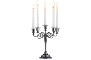 HUOGEE Candelabro a 5 bracci, in metallo, multi-braccio, nero, vintage, candelabro, candelabri, candelabri, candelabri, candelabri, per casa, matrimonio, Natale, feste, decorazione