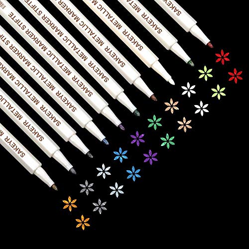 Honyear - Juego de 10 rotuladores metálicos de Calidad, para Manualidades, álbumes de Fotos, Pegatinas de Boda, Tarjetas de bendición, Cristal, cerámica, Metal y Piedra (1 mm)