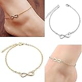 Horaire Fußkettchen Mode Einfach ∞ Symbol Anhänger Legierung FußSchmuck Frau Strand Fußkette Zubehör Ketten,21cm,Silber - 4