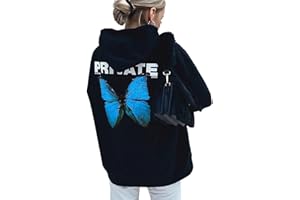 EUDOLAH Felpa Moda Casual da Donna Ragazza con Cappuccio e Stampa a Farfalla Tuta Autunnale Invernale Unisex