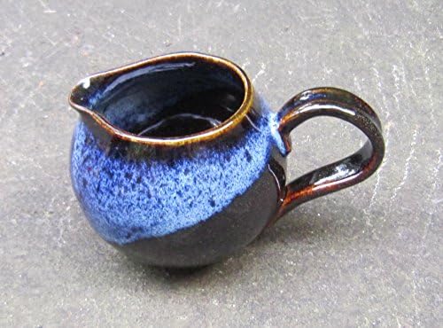 Gravy jug; Black and blue jug; Blue and black creamer; Black and blue milk jug; Blue and black salad dressing jug; Sauce jug; Syrup jug; Jug with shiny blue and black glazes; House warming present