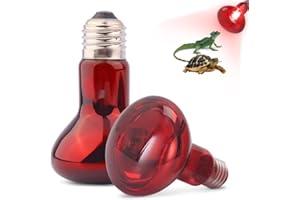 WDKXCN Reptile Heat Lamp Bulb, 2 Pack Tortoise Heat Lamp Bulb, 100W E27 Basking Bulb Infrared Heat Lamp for Reptiles Snake Lizard Amphibian (Red)