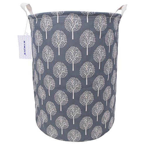 Kimjun Multifunktionale Faltbare Wäschekörbe Baumwolle Leinen Wäschebox Wäschesammler Kinder Spielzeug Aufbewahrungskorb Aufbewahrungsbox mit Deckel Baum Schwarz