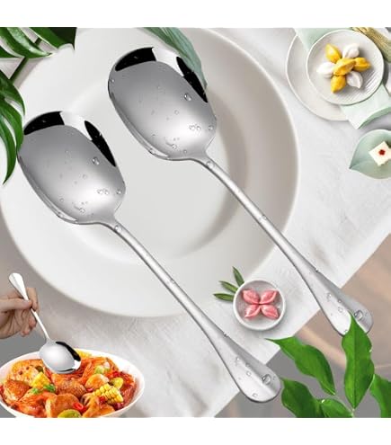 LIANYU Lot De 6 Cuillères De Service En Acier Inoxydable Avec Grandes Fentes Pour Buffet, Dîner