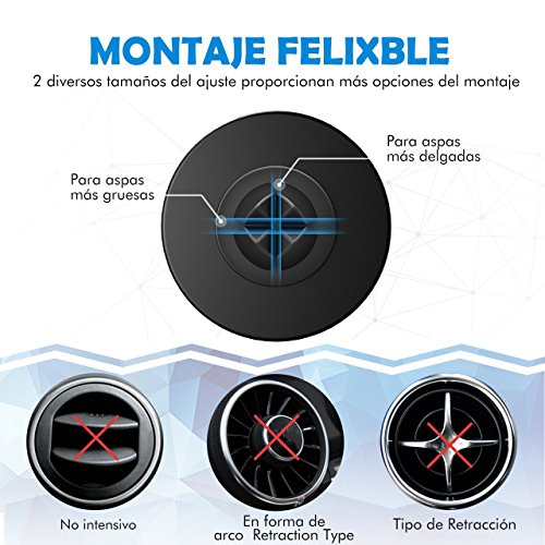 Soporte M  vil Coche Magn  tico de 2 Unidades para Rejillas del Aire de Coche Mpow Grip Magic Car Mount Universal con Im  n para iPhone X  8 7 6 Plus 6s 6 SE y Android Smartphone Samsung Huawei Xiaomi GPS Navegador 