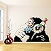 Banksy Vinyl Wall Decal Monkey With Headphones / Chimp Listening to the Music in Earphones / Street Graffiti Art Sticker + Free Decal Gift! (140x97 cm)