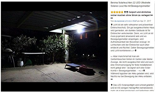 Benma Solarleuchten 22 LED Ultrahelle Solares Leuchte mit Bewegungsmelder (Kabel 16.5ft) 300Lumen für Garten, Terrasse, Wegbeleuchtung - 7