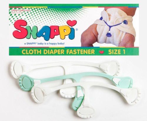 Snappi Cloth Diaper Fasteners - Pack of 3 (1 Mint Green / 2 White)