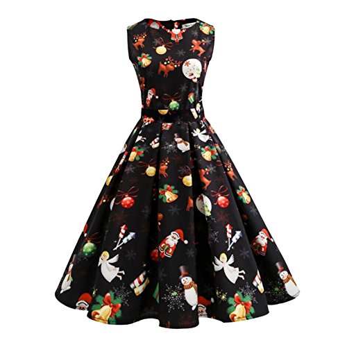 Moresave Ladies Christmas Sleeveless Dress Santa Reindeer Cocktail Party  Swing | Desertcart Gambia