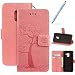 Produktbild Robinsoni Kompatibel mit Samsung Galaxy A6 2018 Hülle PU Leder Tasche,Prägung Muster Eule Baum Schutzhülle Handytasche Brieftasche Karten Slot Magnetverschluss Flip Case Stand Klapphülle Etui,Rosa