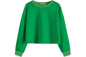 Arshiner Sweatshirt Fille à Manches Longues Hauts Courts Coton Col Rond Pullover Tops pour Enfants 5-12 Ans
