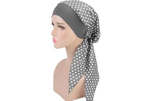 JUHONNZ Turbante de Quimioterapia para Mujer,Pañuelo la Cabeza Cancer Gorro de Turbante de Algodón Elástica Bufanda de La Cabeza para Càncer Bufanda de Satén para Cabeza Diadema