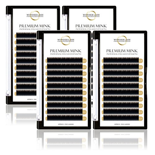 WonderLash® 0.20 C 4 box Premium Mink Individual Eyelash Extensions Semi Permanent Eye Lash (9+11+12+13mm)