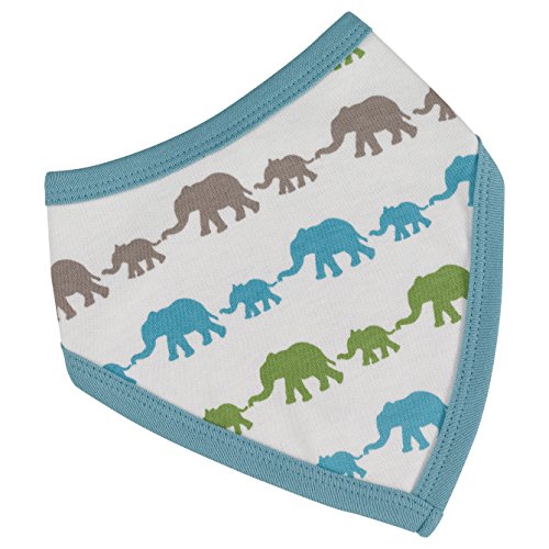 Bears Organics for Kids Reversible Neckerchief "Elephants, Multi-Coloured, organic cotton, Gots-Blue-Green-Grey