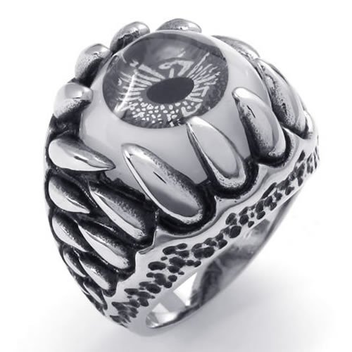 MARENJA Punk-Anillos Hombre Garras de Dragon Ojo Vintage de Acero Inox