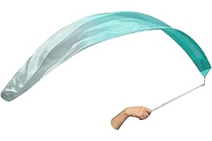 Winged Sirenny Lightweight Silk Dance Streamer, Hand-Dyed Ribbon Dancer Wand for Performances, Gymnastics & Festivals Juggling Play Silk with Rod