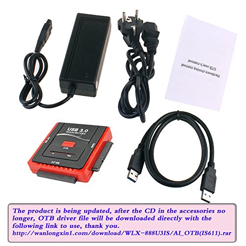 WANLONGXIN WLX-888U3IS-DE USB 3.0 zu SATA und IDE Festplatte Konverter Adapter Kabel Set mit Power Adapter für 2.5/3.5 Zoll SATA IDE Festplatte - 4