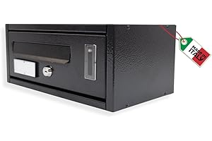 MOHOME Cassetta Postale Esterno Condominiale Antracite Componibile Modulare Orizzontale Ferro Pesante 1 Scompartimento Dimensioni 30 x 17 x 12 cm Apertura Frontale Interno Doppia Chiave Sicurezza