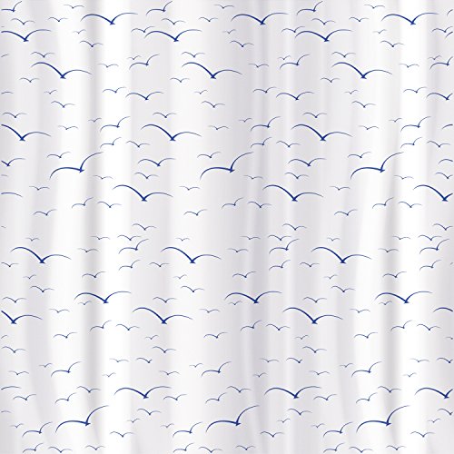 Tatkraft Seagulls Duschvorhang 180X180cm Peva Wasserdicht Schimmelfrei mit 12 Duschringen - 2