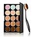 Feng Professional 15 Colors Contour Face Cream Concealer Palette + Makeup Blusher Toothbrush Curve Foundation Brush
